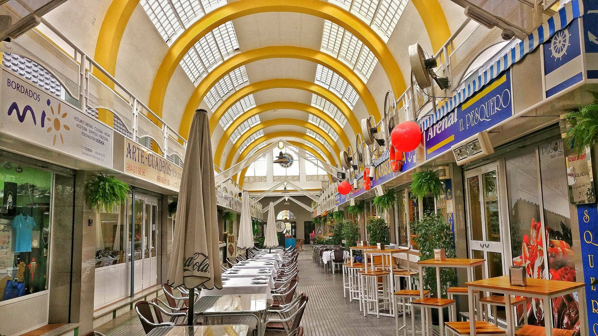 A view from the inside of the Mercado del Arenal in Seville, Spain